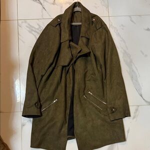 Fashion Nova Olive Suede Trench Coat